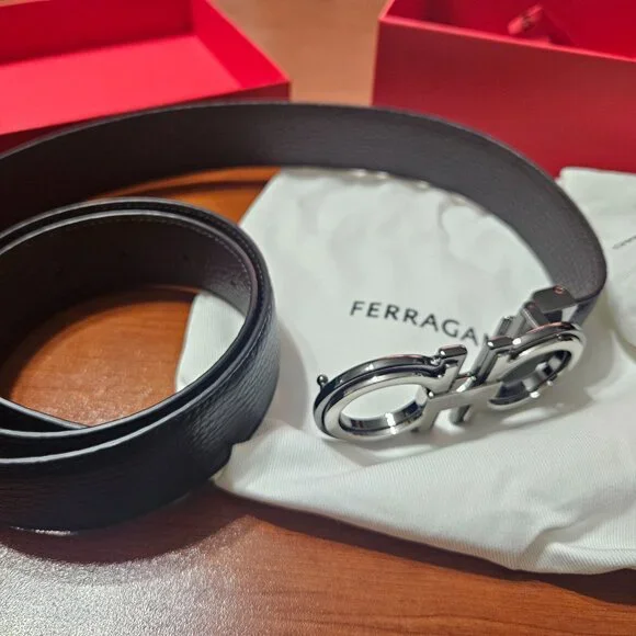 Ferragamo Nero Vitello Belt - Reversable Black/Dark Brown - Picture 3 of 3